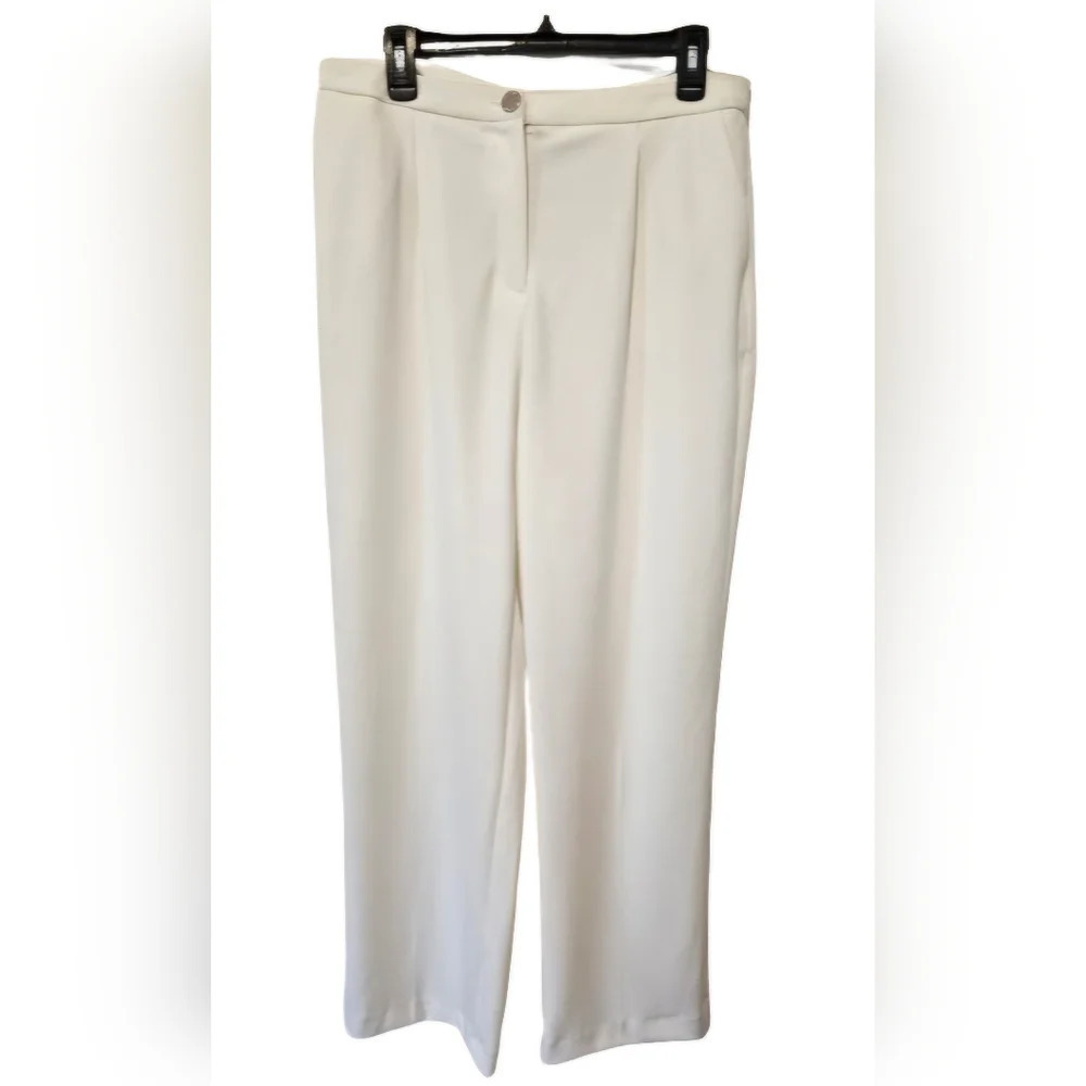 Anne Klein White High Rise Wide Leg Dress Pants Women's Size 10 NWT